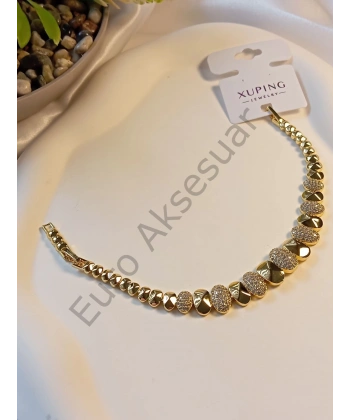 Taş Detaylı Oval Vip Bileklik 14 K