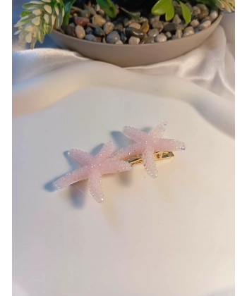 Toz Pembe Renk Deniz Yıldızı Figürlü Pens Toka