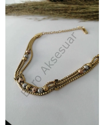 Üç Renk Dorikalı Çelik Bileklik