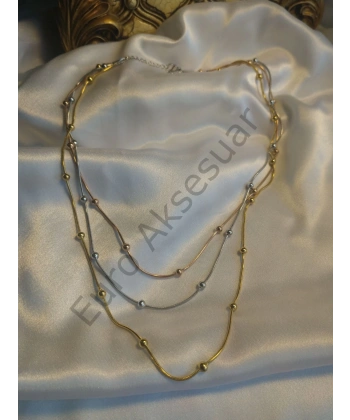 Üç Renkli Dorikalı Üçlü Kolye