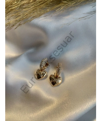 Xuping Kalp Detaylı Zirkon Taşlı Küpe