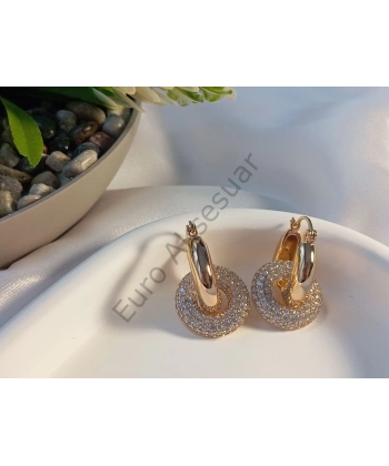 Xuping Taşlı Halka Detaylı Küpe