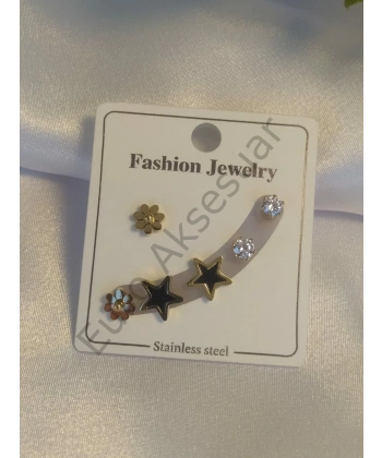 Yıldız Figürlü Çoklu Küpe