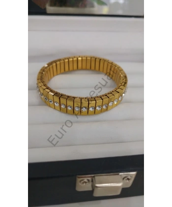 Zirkon Taşlı Çelik Gold Renk Namination Bileklik