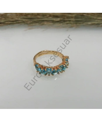 Mavi Zirkon Taşlı Çelik Yüzük