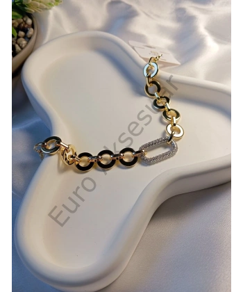 Zirkon Taşlı Halka Detaylı Vip Bileklik