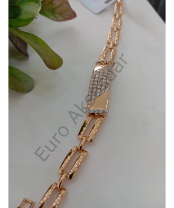 Zirkon Taşlı Vip Plaka Bileklik