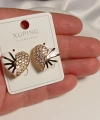 Beyaz Kalp Detaylı Xuping Jewelry Vip Küpe