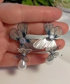 Kelebek Detaylı Silver İncili Çelik Sallantılı Küpe