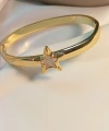 Sedefli Yıldız Detaylı Çelik Kelepçe Bileklik