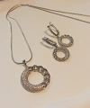 Xuping Jewelry Silver Zirkon Taşlı Halka Detaylı Kolye Küpe Seti