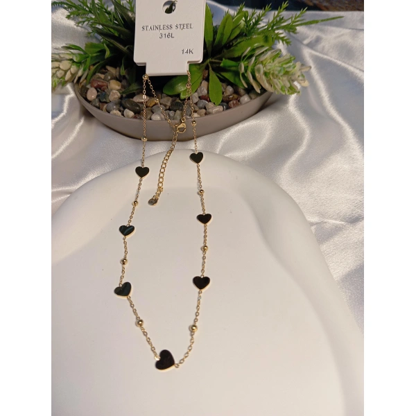 14 K Kaplama Kalpli Zincir Çelik Kolye