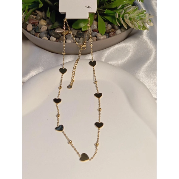 14 K Kaplama Kalpli Zincir Çelik Kolye