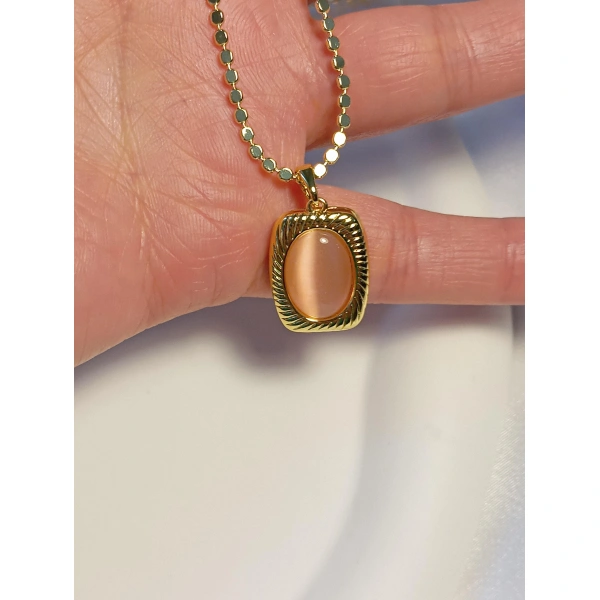 14 K Kaplama Mercan Renk 60 cm Çelik Kolye