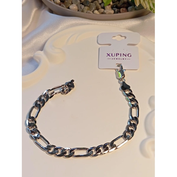 Zincir Detaylı Xuping Jewelry Gümüş Renk Erkek Bileklik