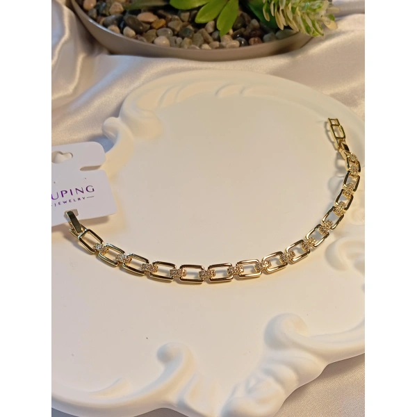 Dikdörtgen Zirkon Taşlı 14 K Kaplama Xuping Jewelry Bileklik