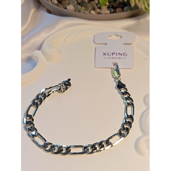Zincir Detaylı Xuping Jewelry Gümüş Renk Erkek Bileklik