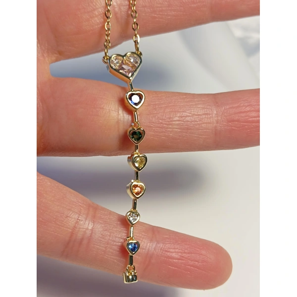 Renkli Zirkon Taş Detaylı Element Çelik Kolye