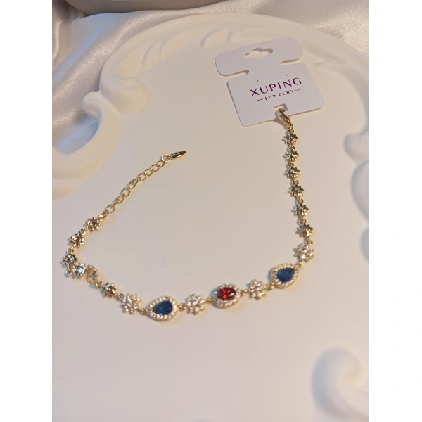 Kırmızı - Lacivert Zirkon Taşlı Vip Xuping Jewelry Bileklik