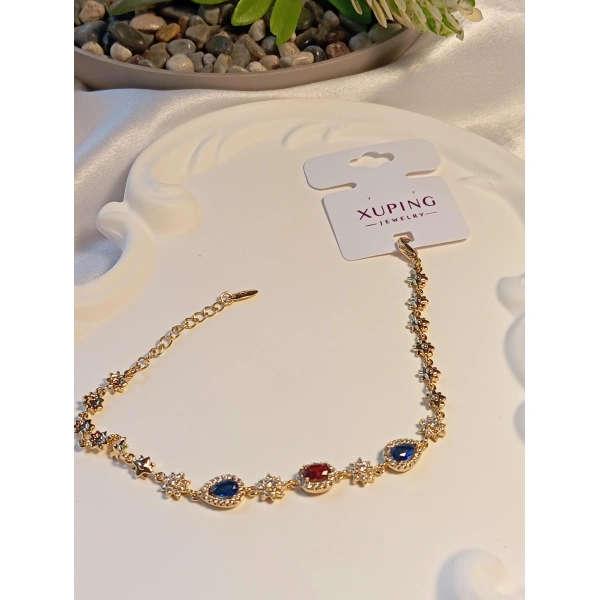 Kırmızı - Lacivert Zirkon Taşlı Vip Xuping Jewelry Bileklik