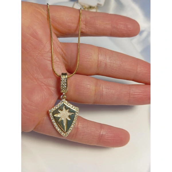 14 K Kaplama Kutup Yıldızı Detaylı Çelik Kolye