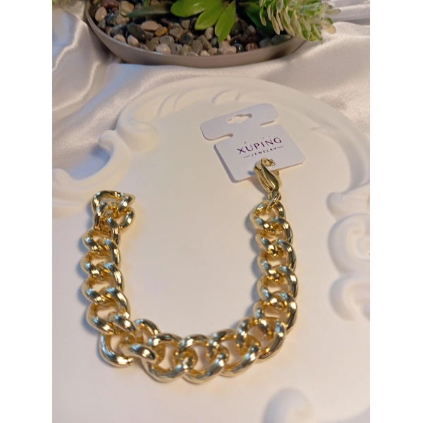14 K Zincir Detaylı Xuping Jewelry Çelik Bileklik