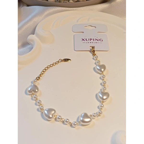 Kalp Detaylı İncili Xuping Jewelry Bileklik - Euro Aksesuar