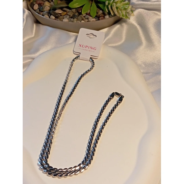Gümüş Renk Zincir Detay Xuping Jewelry Kolye 60 cm