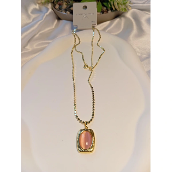 14 K Kaplama Mercan Renk 60 cm Çelik Kolye