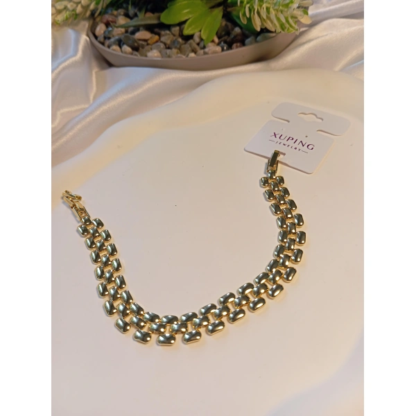 Xuping Jewelry 14 K Kaplama Hasır Zincir Desenli Bileklik