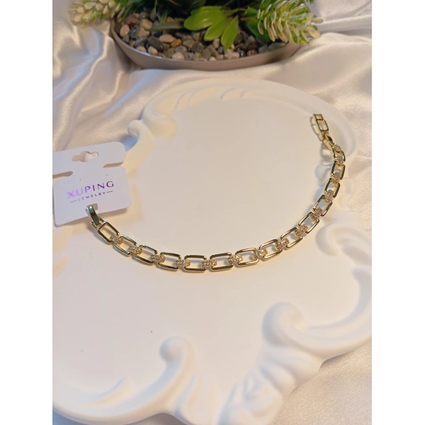 Dikdörtgen Zirkon Taşlı 14 K Kaplama Xuping Jewelry Bileklik