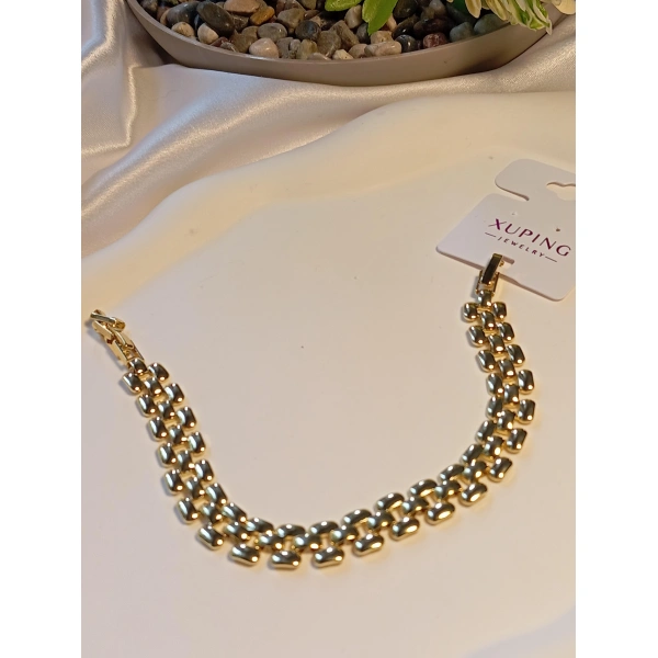 Xuping Jewelry 14 K Kaplama Hasır Zincir Desenli Bileklik