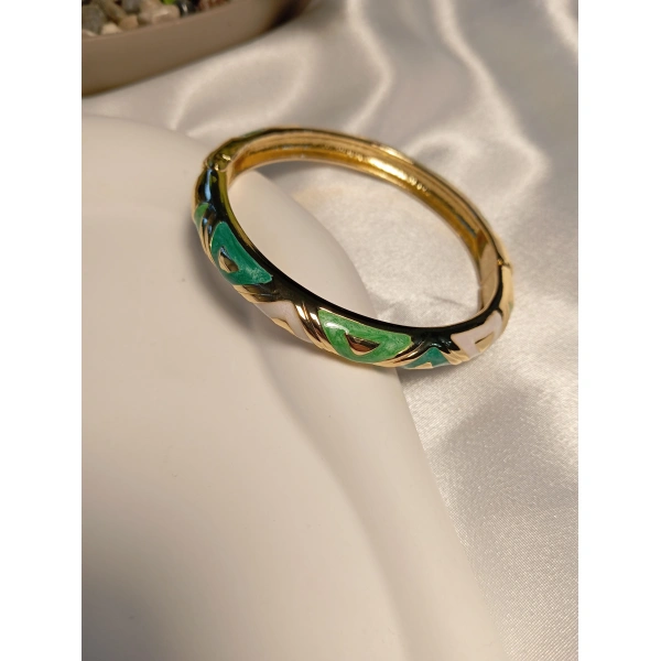 Yeşil Ve Beyaz Porselen Mineli Bilezik