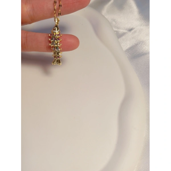 Balık Figürlü Çelik Burç Kolye - 14 K Kaplama