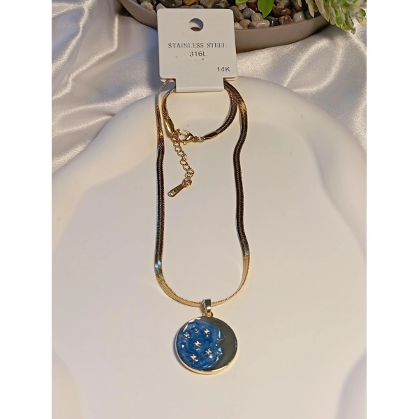 Gece Figürlü Çelik Kolye