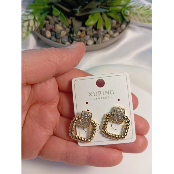 Kare Zirkon Taşlı Xuping Jewelry VIP Küpe