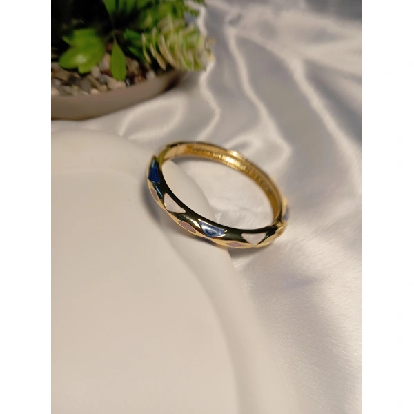 Renkli Üçgen Detaylı Mineli Bilezik