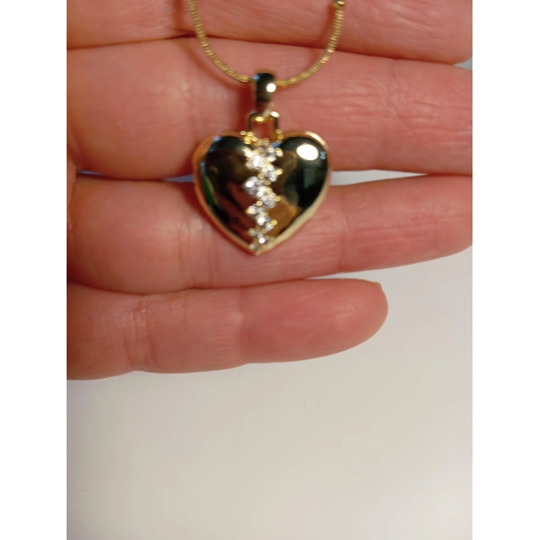 Taş Detaylı Kalp Figürlü Çelik Kolye