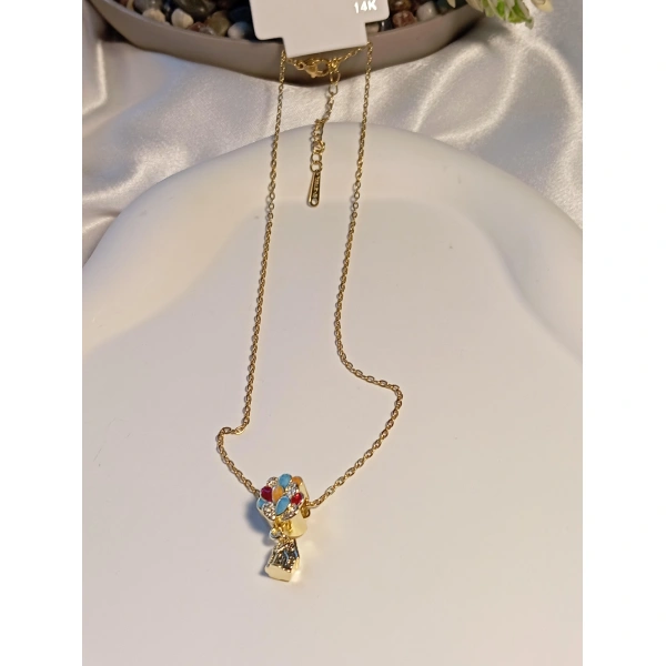 Uçan Ev Detaylı Çelik Kolye