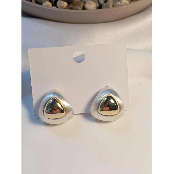 Üçgen Detaylı Sedefli Pirinç Küpe