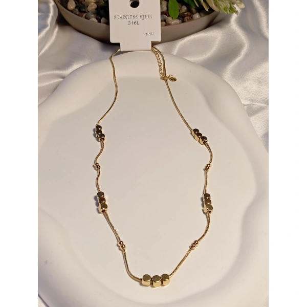 Üçlü Dorikalı Çelik Zincir Kolye