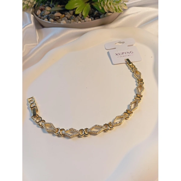 Xuping Jewelry 14 K Kaplama Zirkon Taşlı Baklava Dilimi Desenli Vip Bileklik