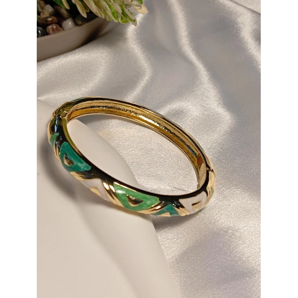 Yeşil Ve Beyaz Porselen Mineli Bilezik