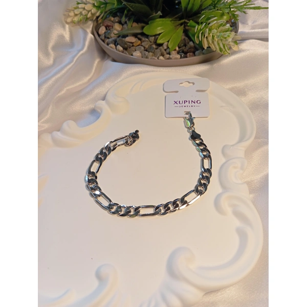 Zincir Detaylı Xuping Jewelry Gümüş Renk Erkek Bileklik