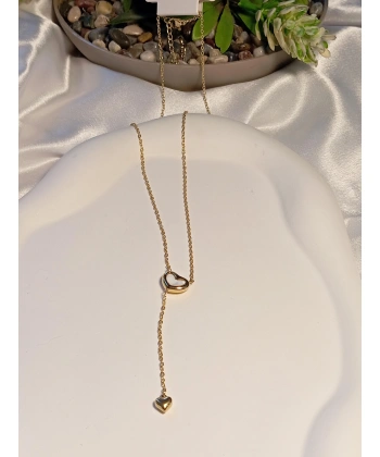 14 K Kaplama Detaylı Dekolte Çelik Kolye