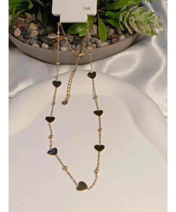 14 K Kaplama Kalpli Zincir Çelik Kolye