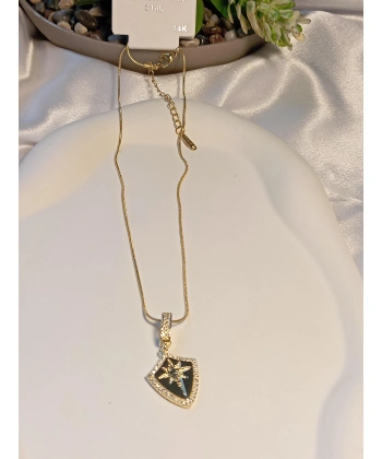 14 K Kaplama Kutup Yıldızı Detaylı Çelik Kolye