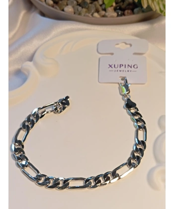 Zincir Detaylı Xuping Jewelry Gümüş Renk Erkek Bileklik