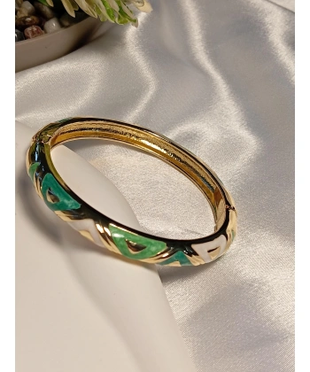 Yeşil Ve Beyaz Porselen Mineli Bilezik