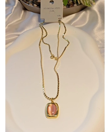 14 K Kaplama Mercan Renk 60 cm Çelik Kolye